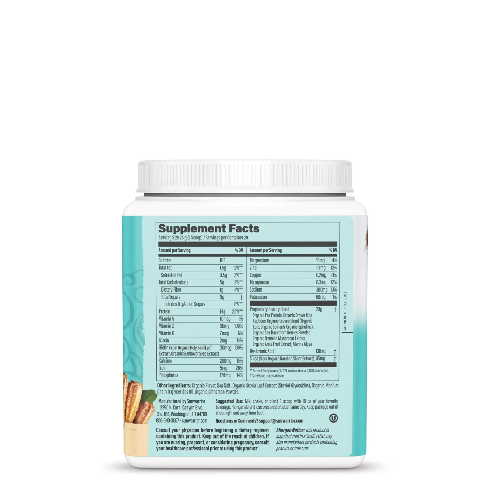 Sunwarrior – Collagen Building Protein Peptides | Drink Mix, Churro, 1.1 Lb/500g