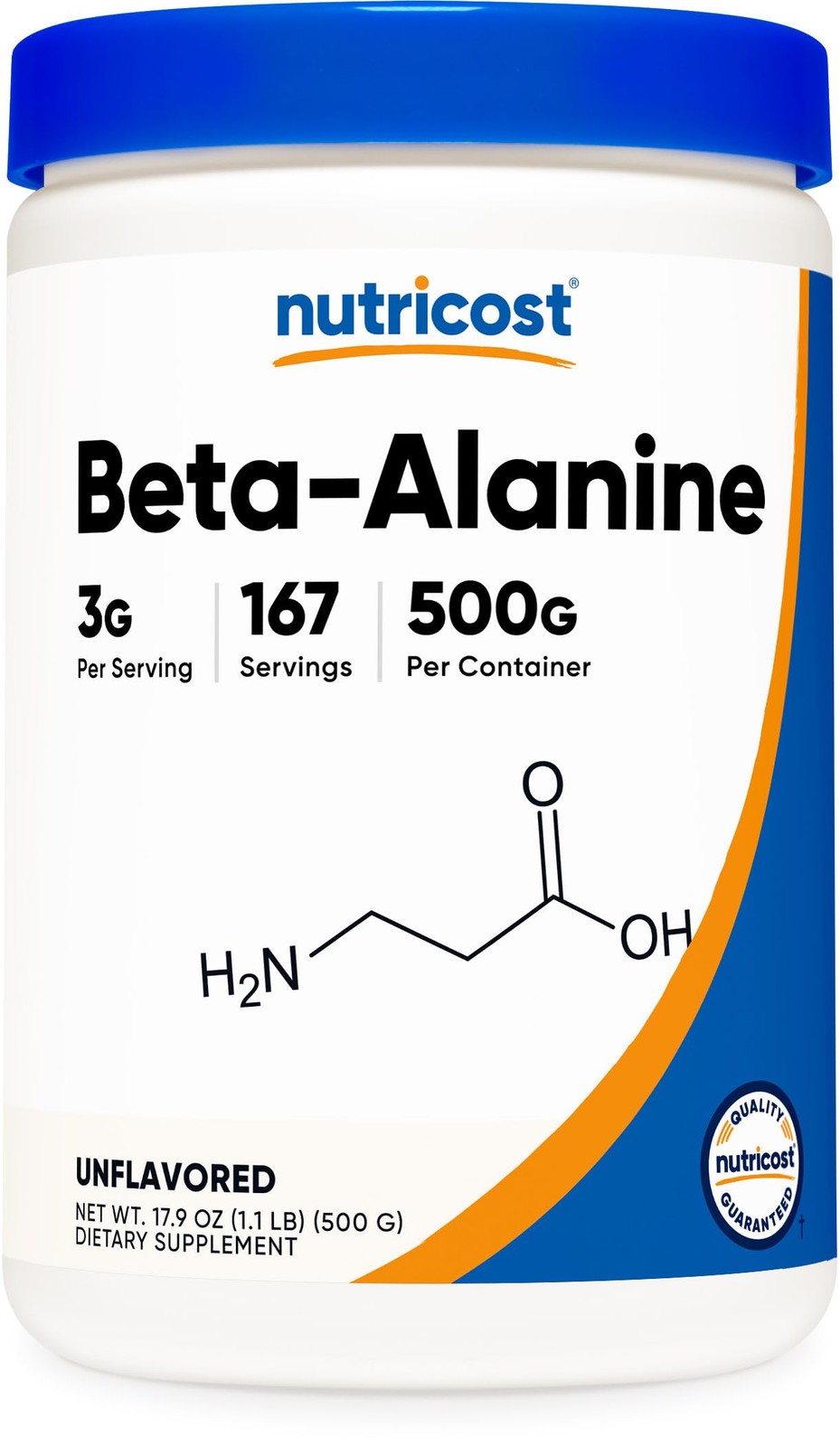Nutricost Beta Alanine Powder 500 Grams (1.1lbs) – Pure 1.1 Pound (Pack of 1)
