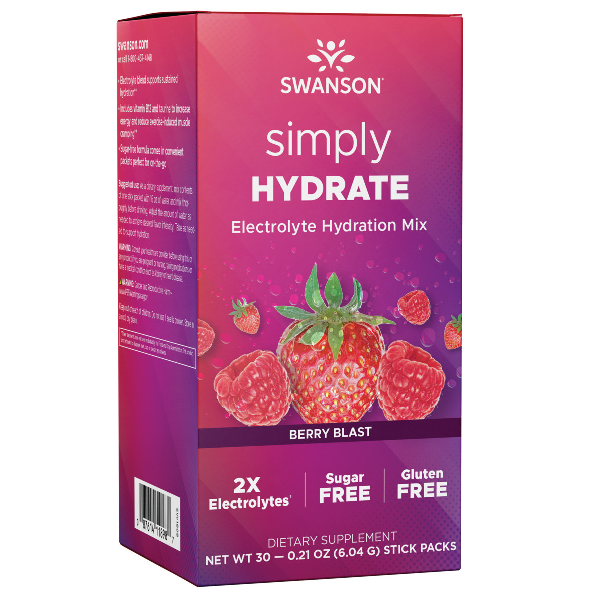Swanson Simply Hydrate Electrolyte Hydration Mix – Berry Blast 30 Pkts