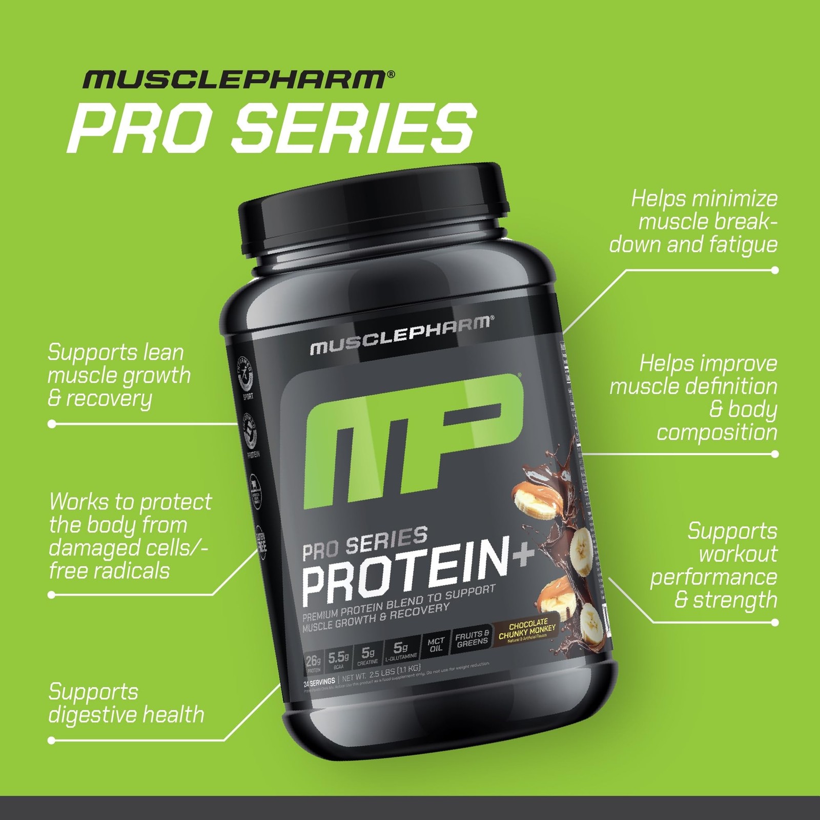 Muscle Pharm Pro Series 26g Whey Protein – Chocolate Chunky Monkey 2.5 lb 24