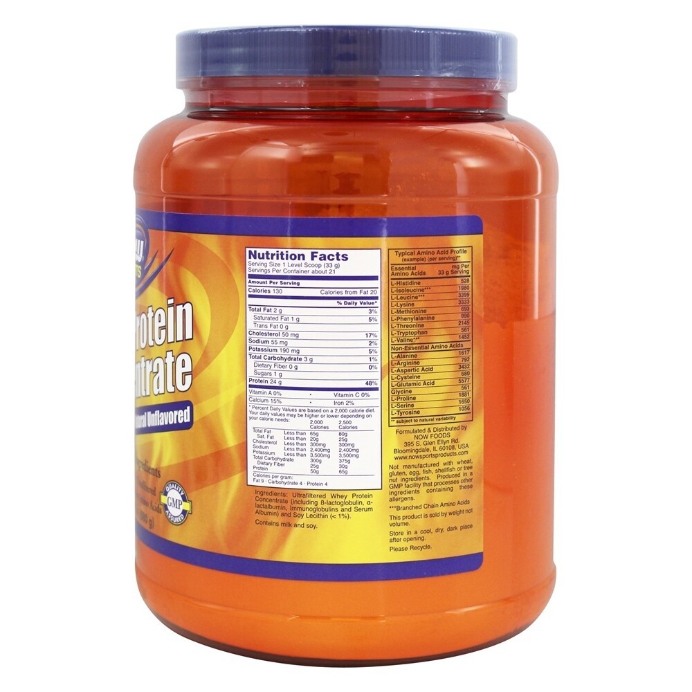 NOW Foods Whey Protein Concentrate Natural Unflavored, 1.5 lbs.