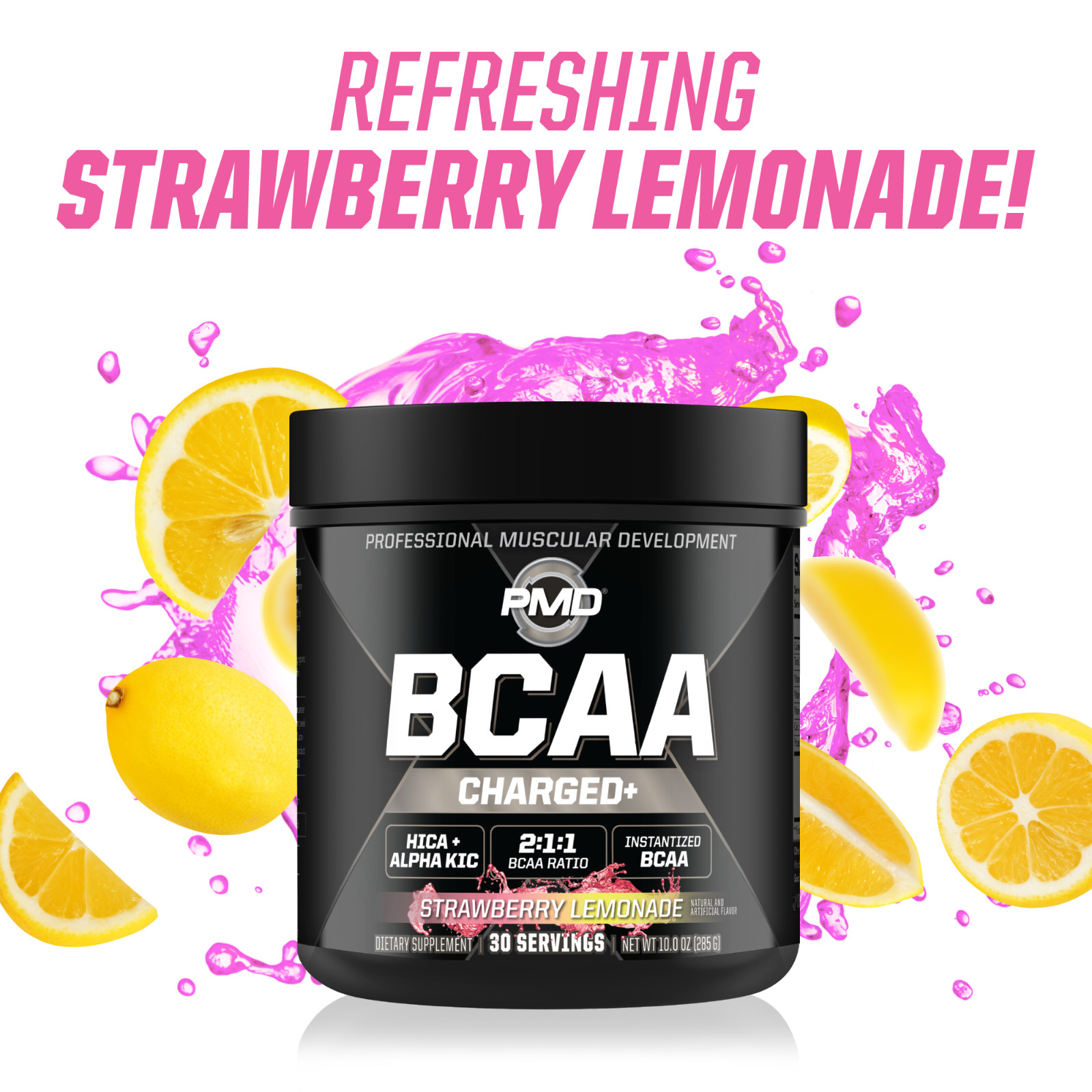 BCAA Charged Amino Acid Drink- Performance – Recovery- Straw-Lemonade (30 Serve)