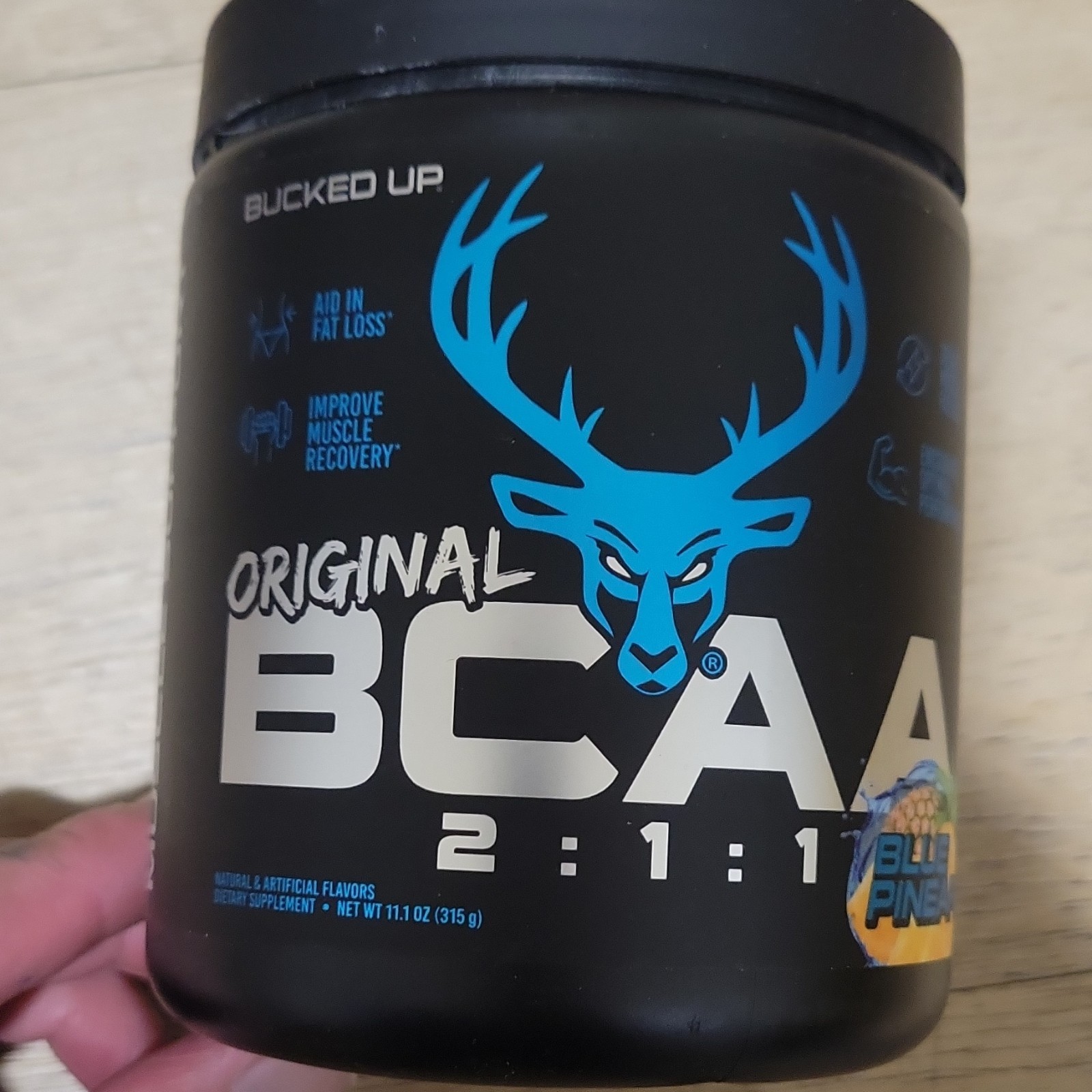Bucked Up BCAA 2:1:1 Blue Pineapple Powder Muscle Recovery 11.1 oz Plant-Based