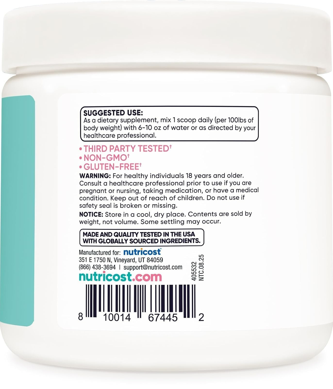 Nutricost Creatine Monohydrate Powder for Women 50 Servings Unflavored