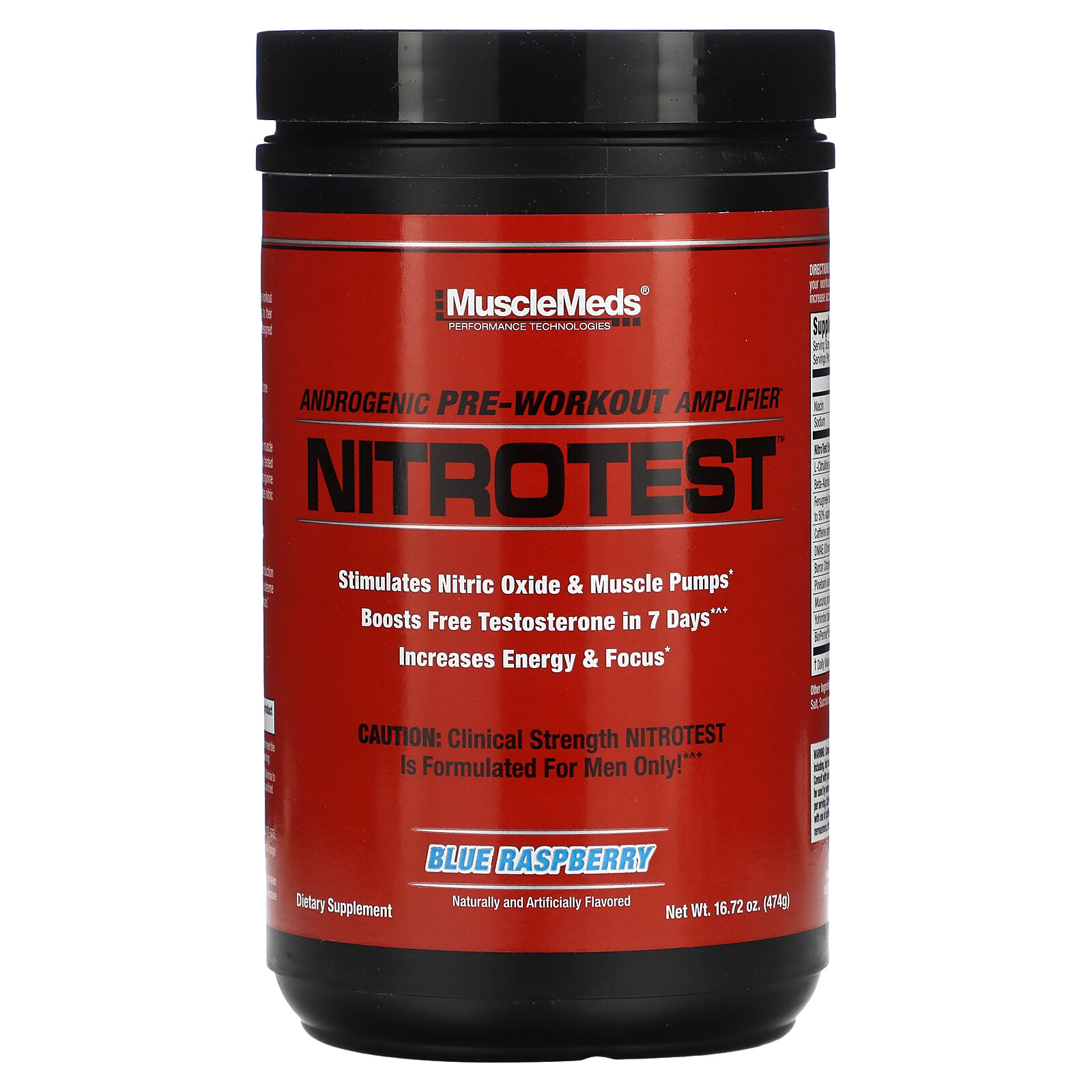 Nitrotest, Androgenic Pre-Workout Amplifier, Blue Raspberry, 16.72 oz (474 g)