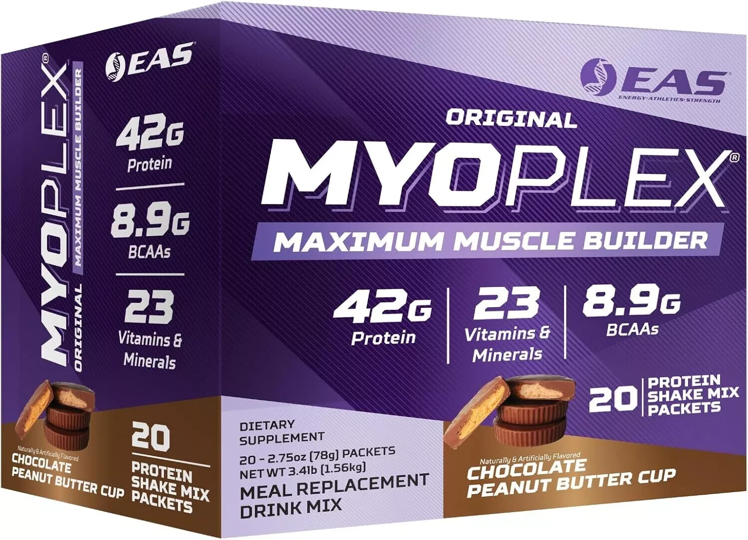 EAS Original Myoplex High Protein Meal Replacement 20 Individual Packs 6 Flavors