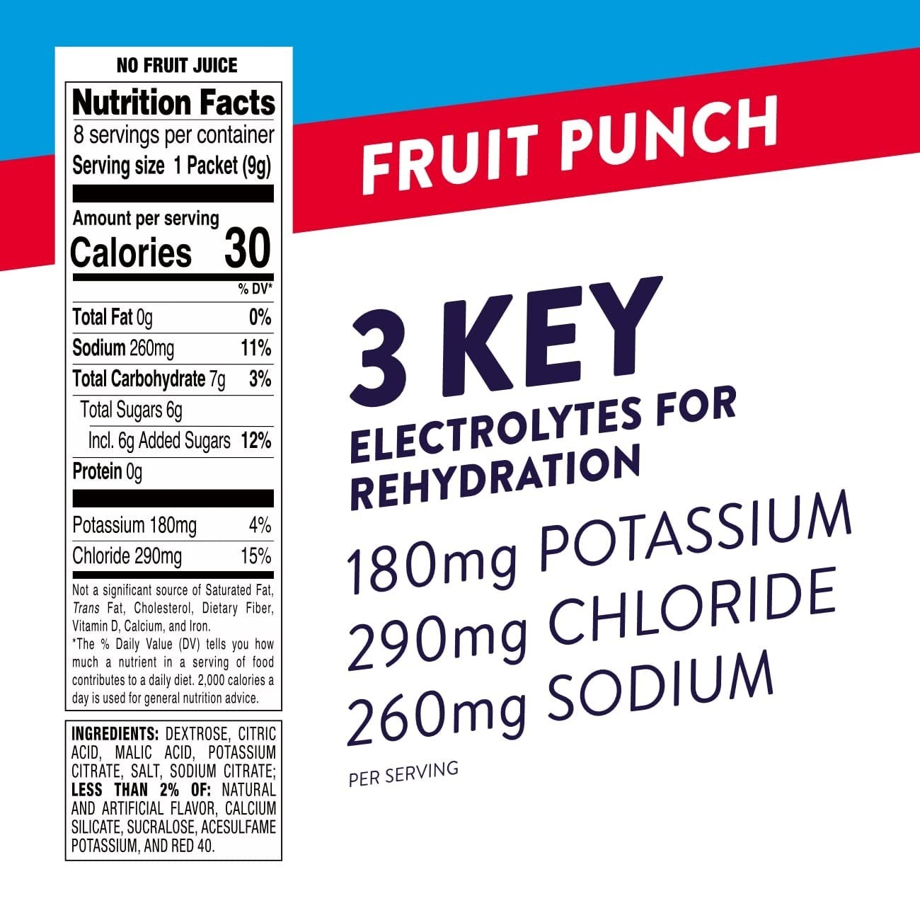 Electrolyte Powder Packets for Fast Hydration, Fruit Punch Flavor, 24 Servings