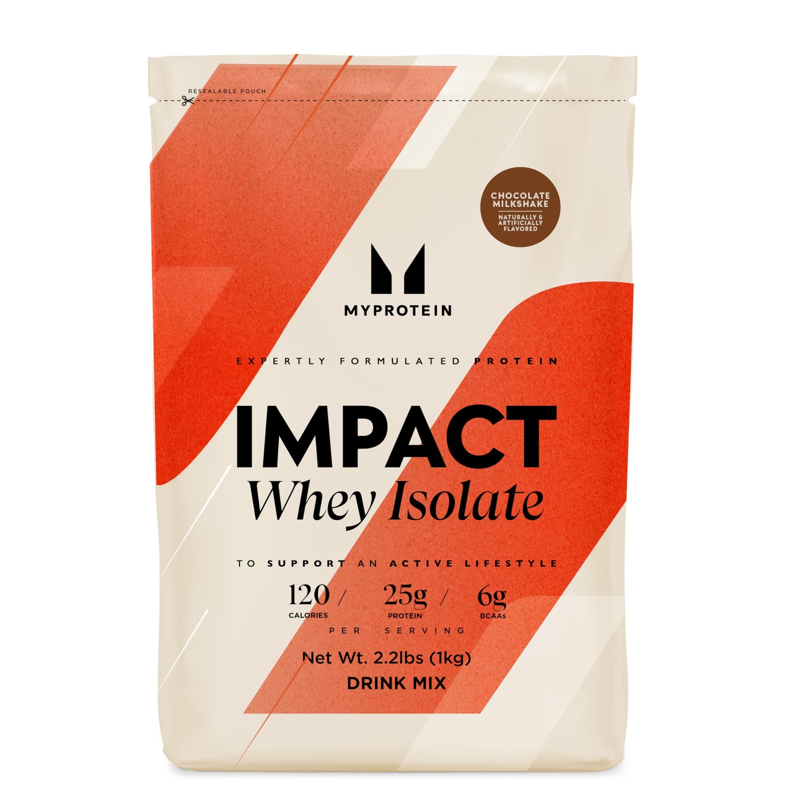 Myprotein Impact Whey Isolate Chocolate Milkshake 2.2 lbs 1kg 25g Protein