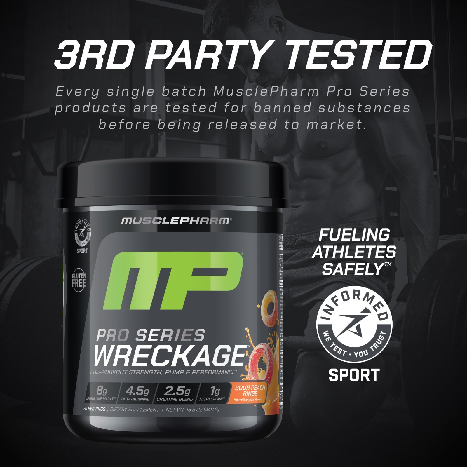 Pro Series Wreckage™, Pre-Workout, Sour Peach Rings, 15.5 oz (440 g)