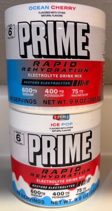 2 x Prime Rapid Rehydration Electrolyte Powder 2 FLAVORS 9.9oz Exp 2/28 & 3/28