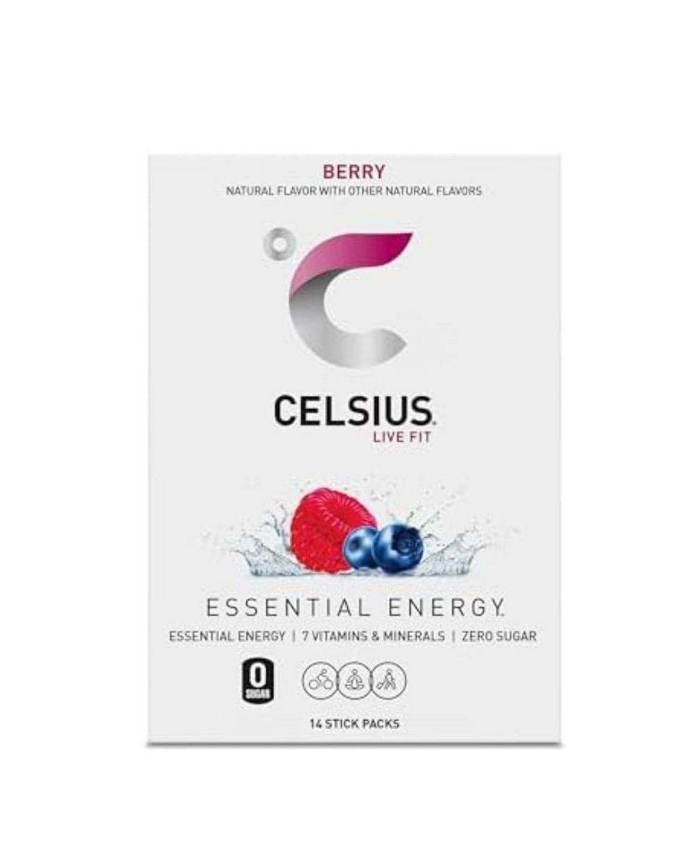 Celsius Essential Energy Powder Drink Mix Sticks Berry 14ct Vegan 200mg
