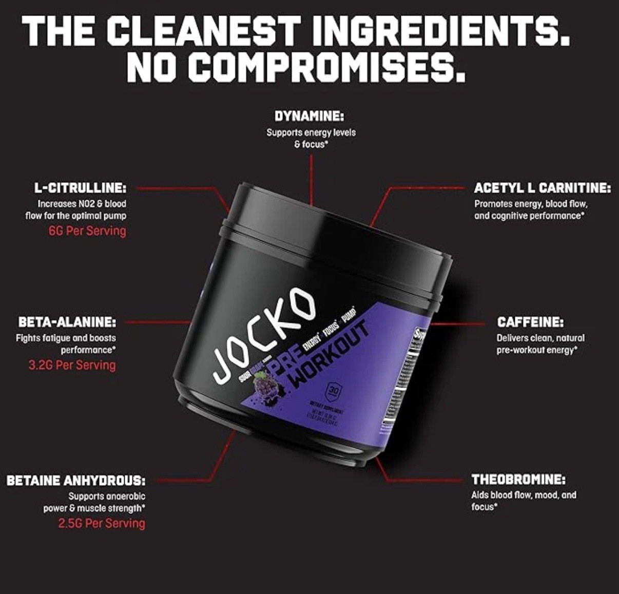 Jocko Fuel Ultimate Pre-Workout Energy Powder – Sour Grape – Size: 18.84 oz