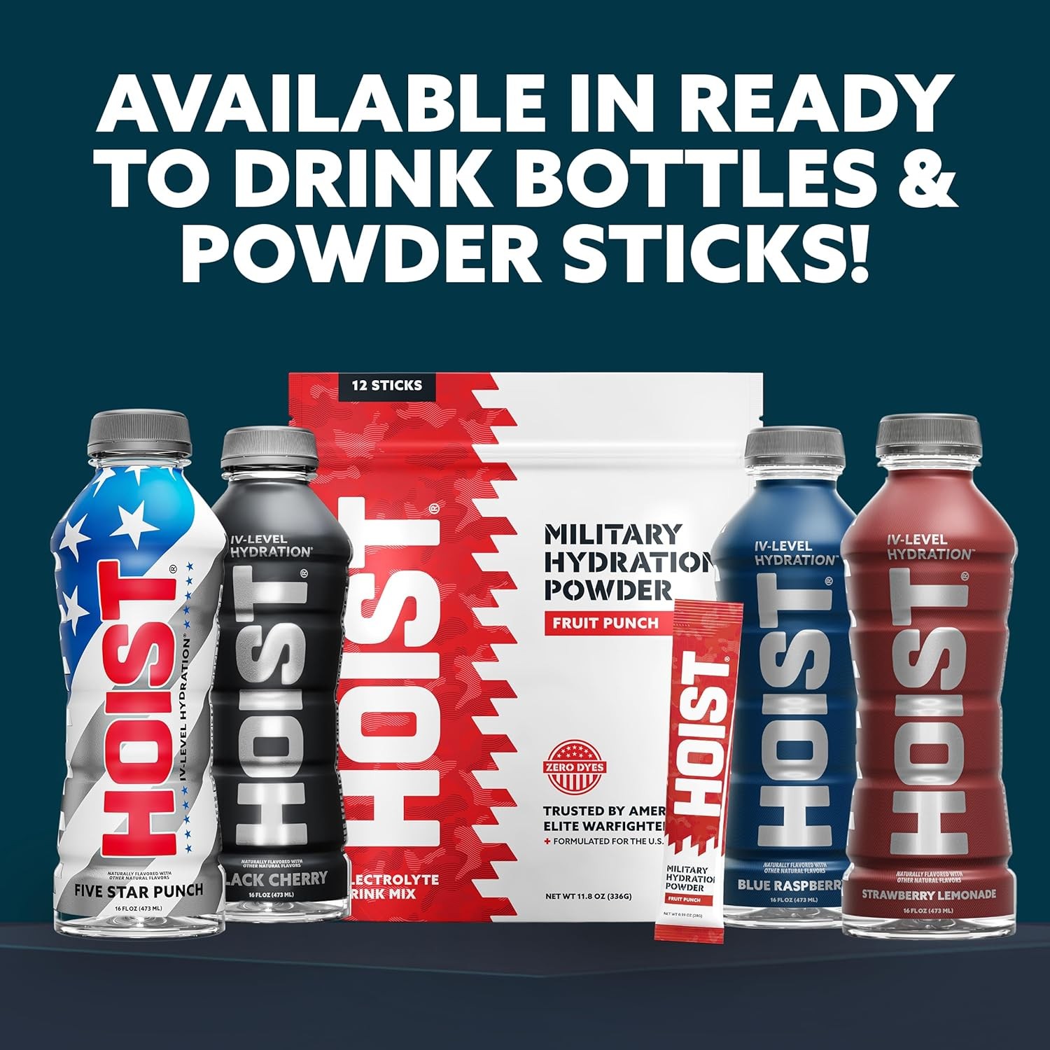 HOIST Premium Military Hydration Electrolyte Drink, 16 Fl Oz (Pack of 12)