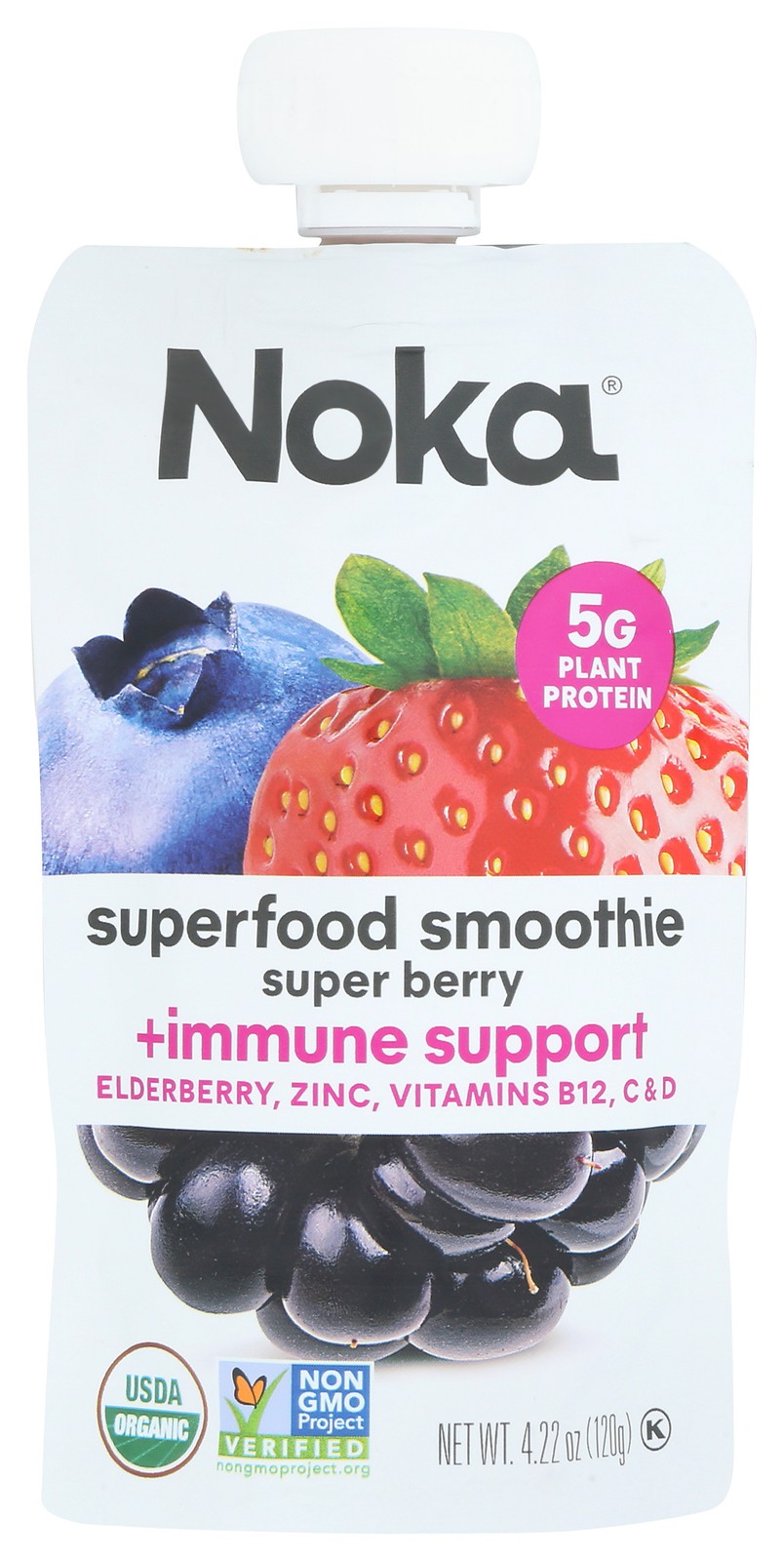 Noka Superfood Smoothie Super Berry Plant Protein Drink 4.22 Oz 6 Pack