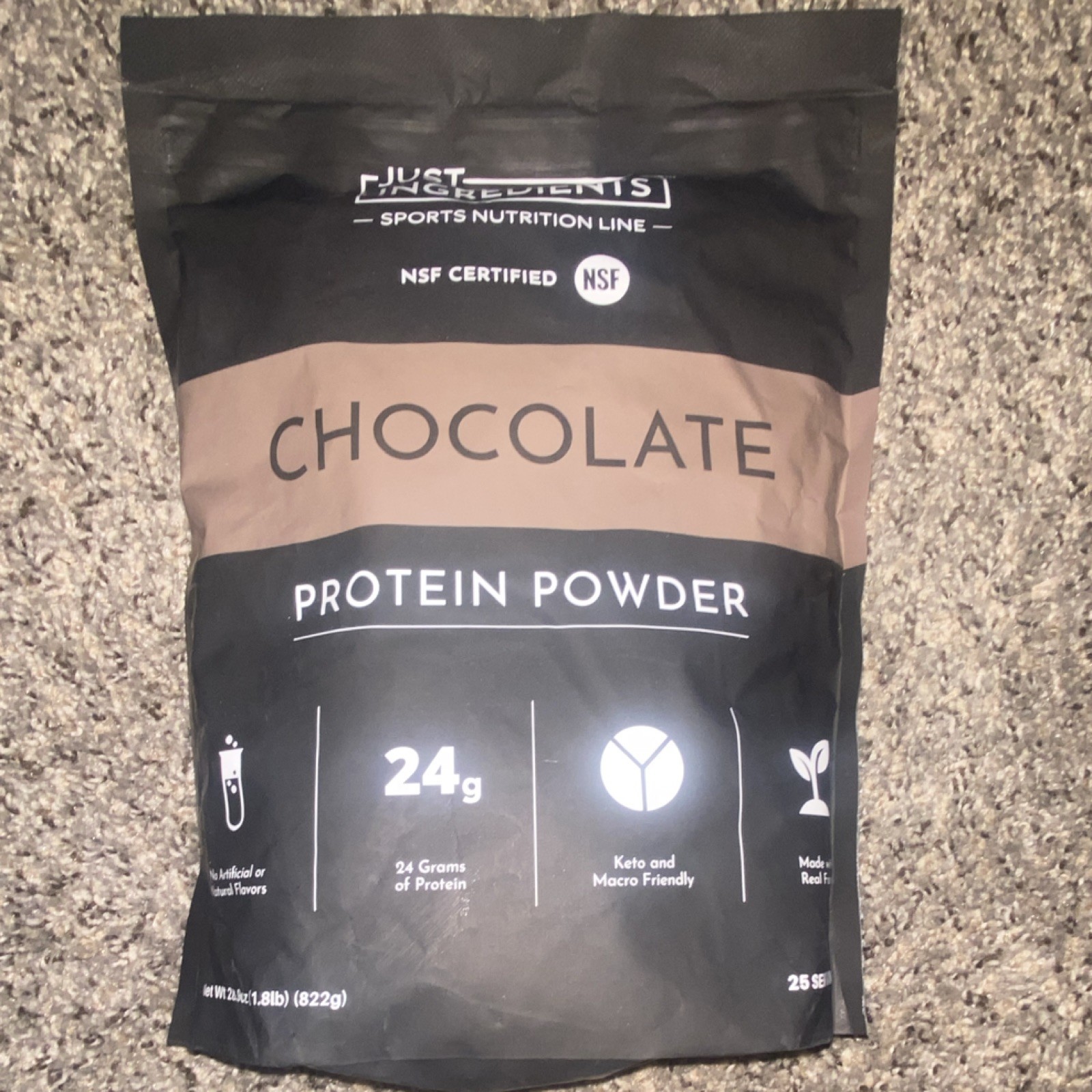 Just Ingredients Chocolate Protein Powder 1.8lb 25 Servings Keto Gluten-Free