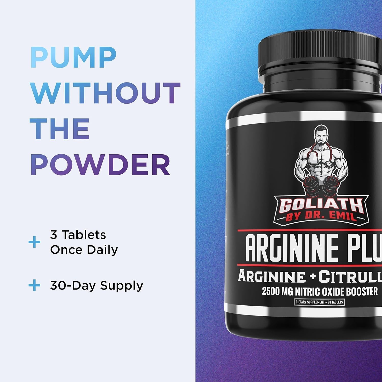 Dr. Emil’s ARGININE Plus – 2500MG Nitric Oxide Booster Tablets for Heart Health
