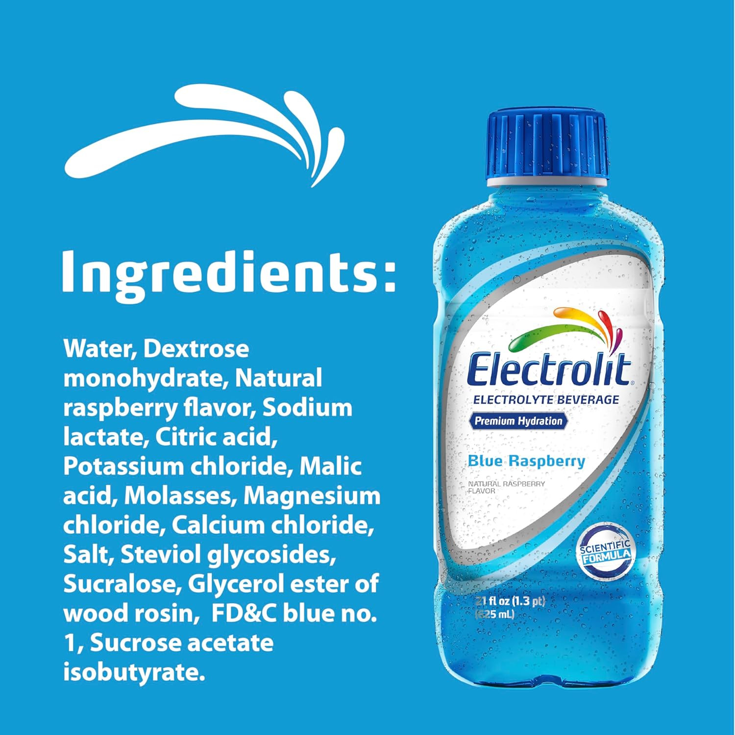 Electrolit, Electrolyte Beverage, Blue Raspberry, 21 Fl Oz Bottle (Pack of 12)