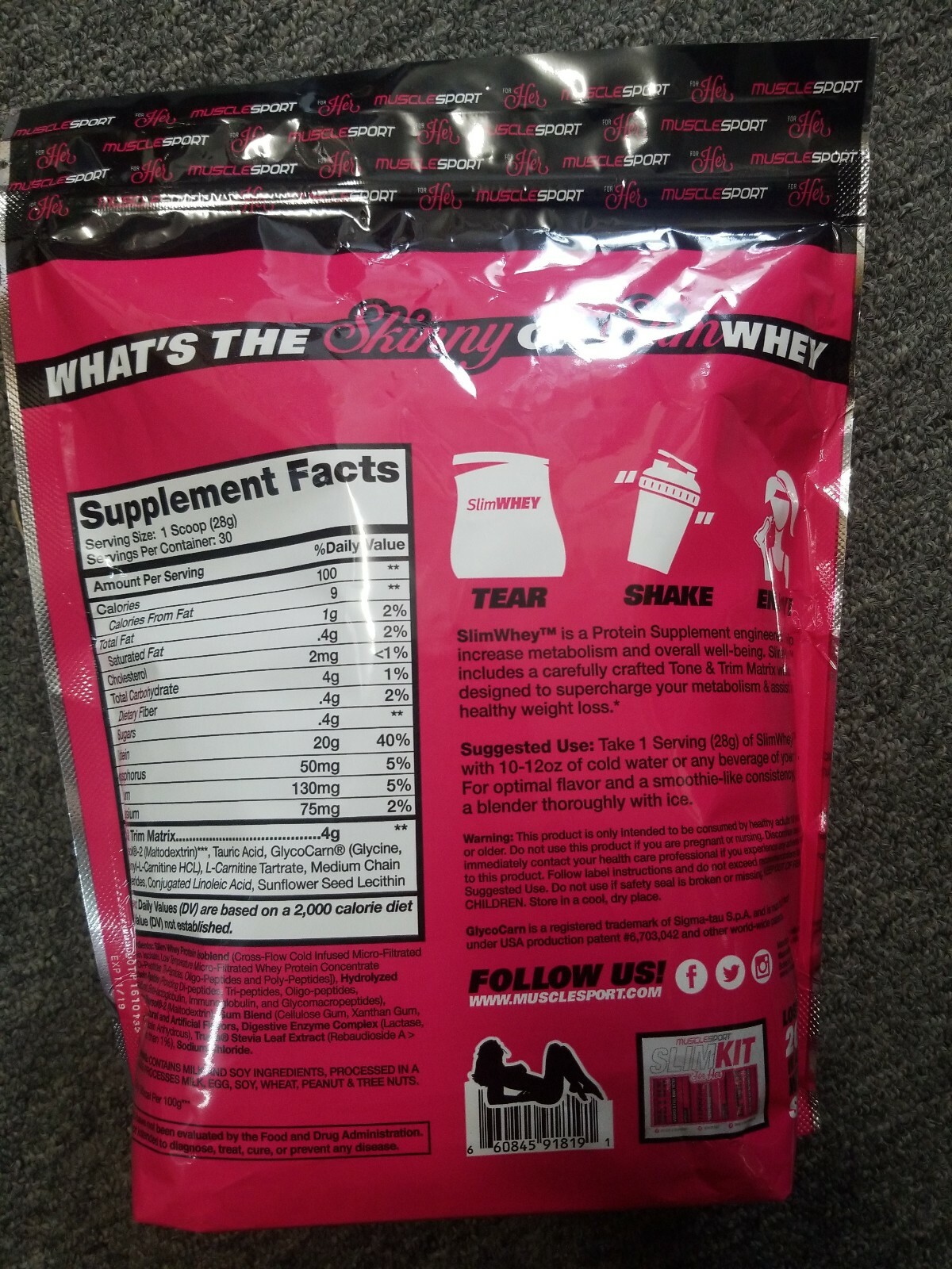 Muscle Sport Slim Whey Her women Premium slimming whey protein isolate 1.85lb