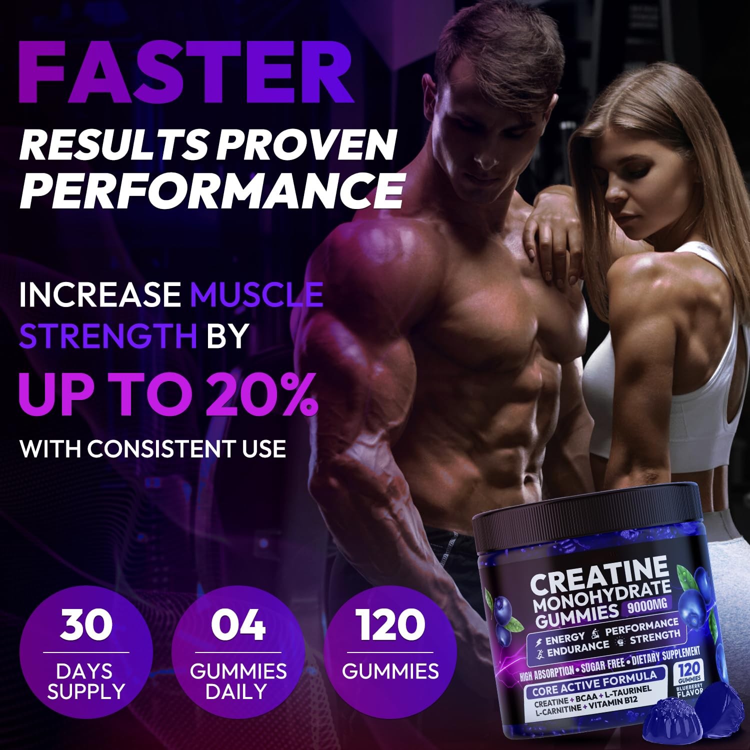 Creatine Monohydrate Gummies 9000mg for Men & Women, Creatine Chewables for M…