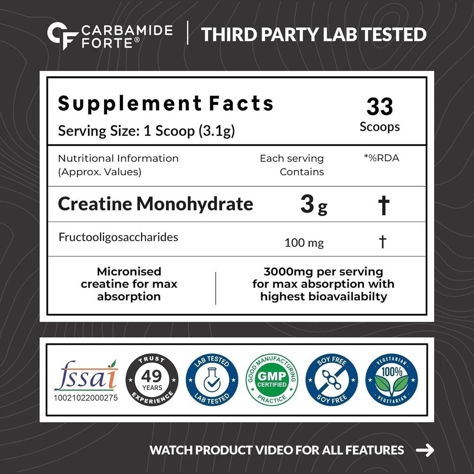 Creatine Micronized Monohydrate Powder | Unflavoured – 33 Servings – 103g c704