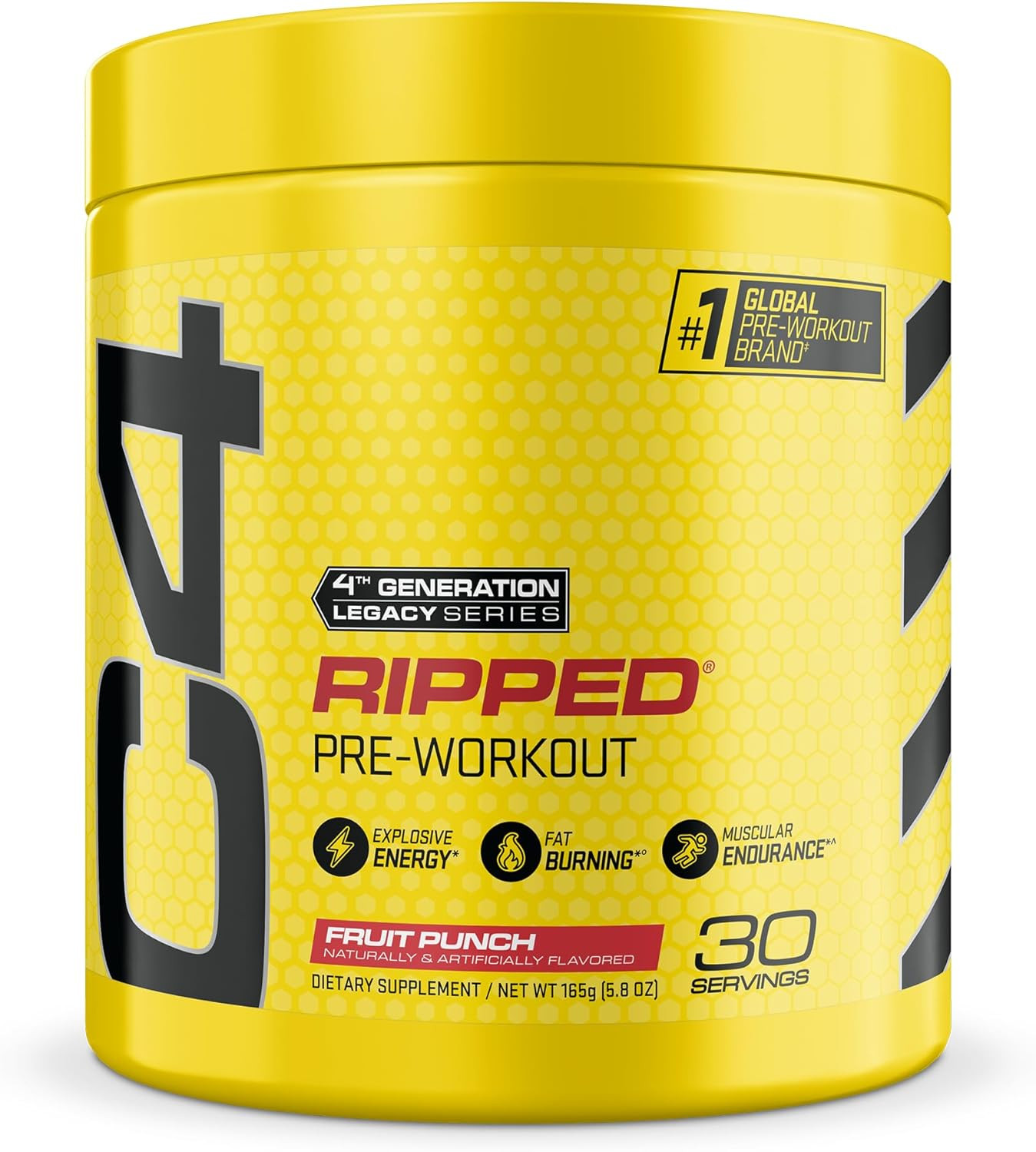 Cellucor C4 Ripped Pre Workout Powder Fruit Punch – Creatine Free + Sugar Free P