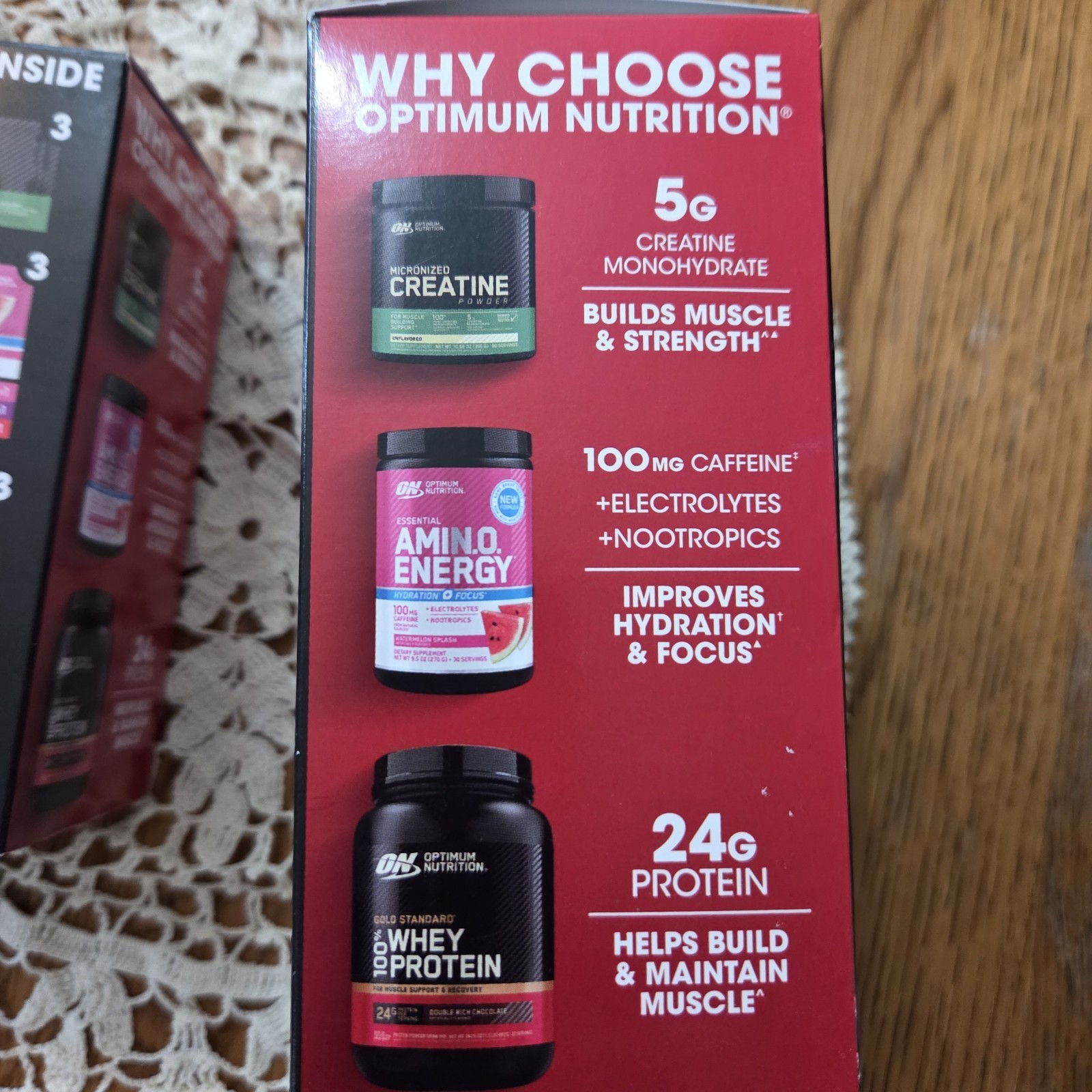 NIB Optimum Nutr. Starter Kit Creatine Amin-o-energy And Whey Protein. 2 Boxes.
