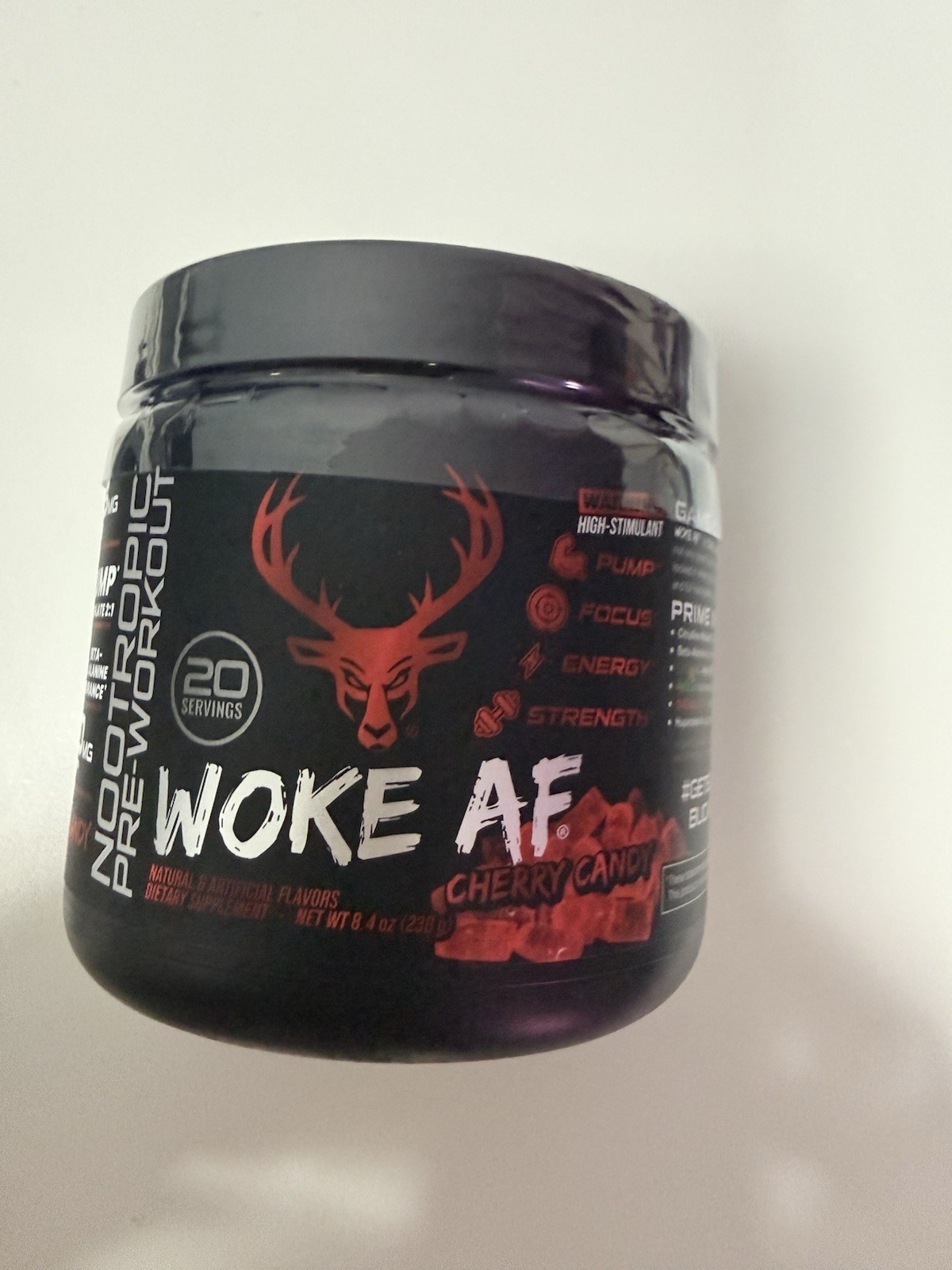 Bucked Up – Woke AF – “CHERRY CANDY” Flavor Nootropic Preworkout – Exp 02/28