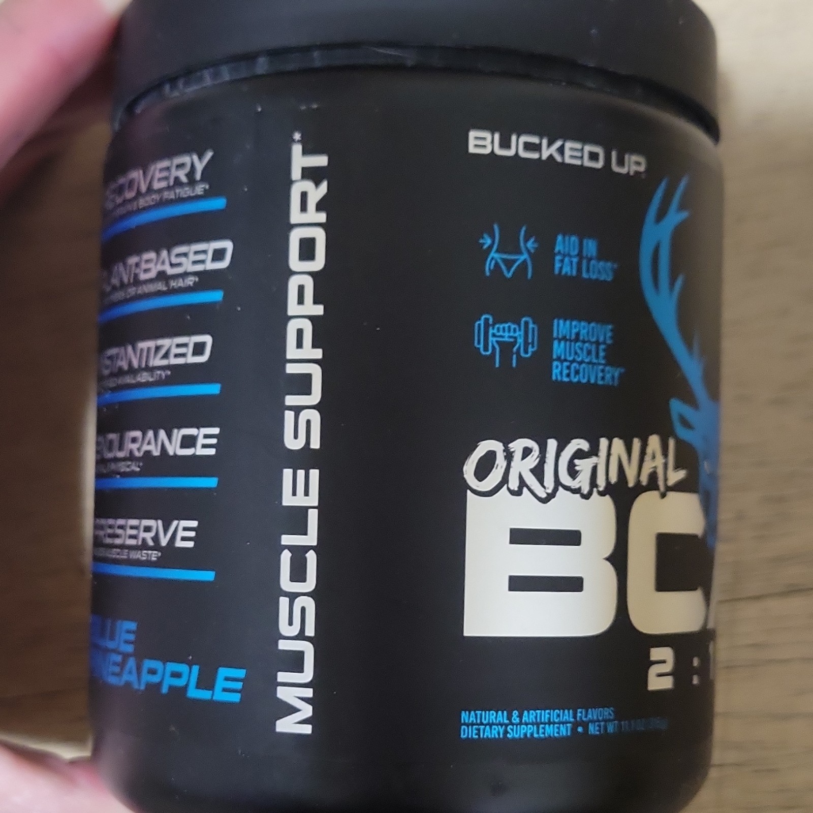 Bucked Up BCAA 2:1:1 Blue Pineapple Powder Muscle Recovery 11.1 oz Plant-Based