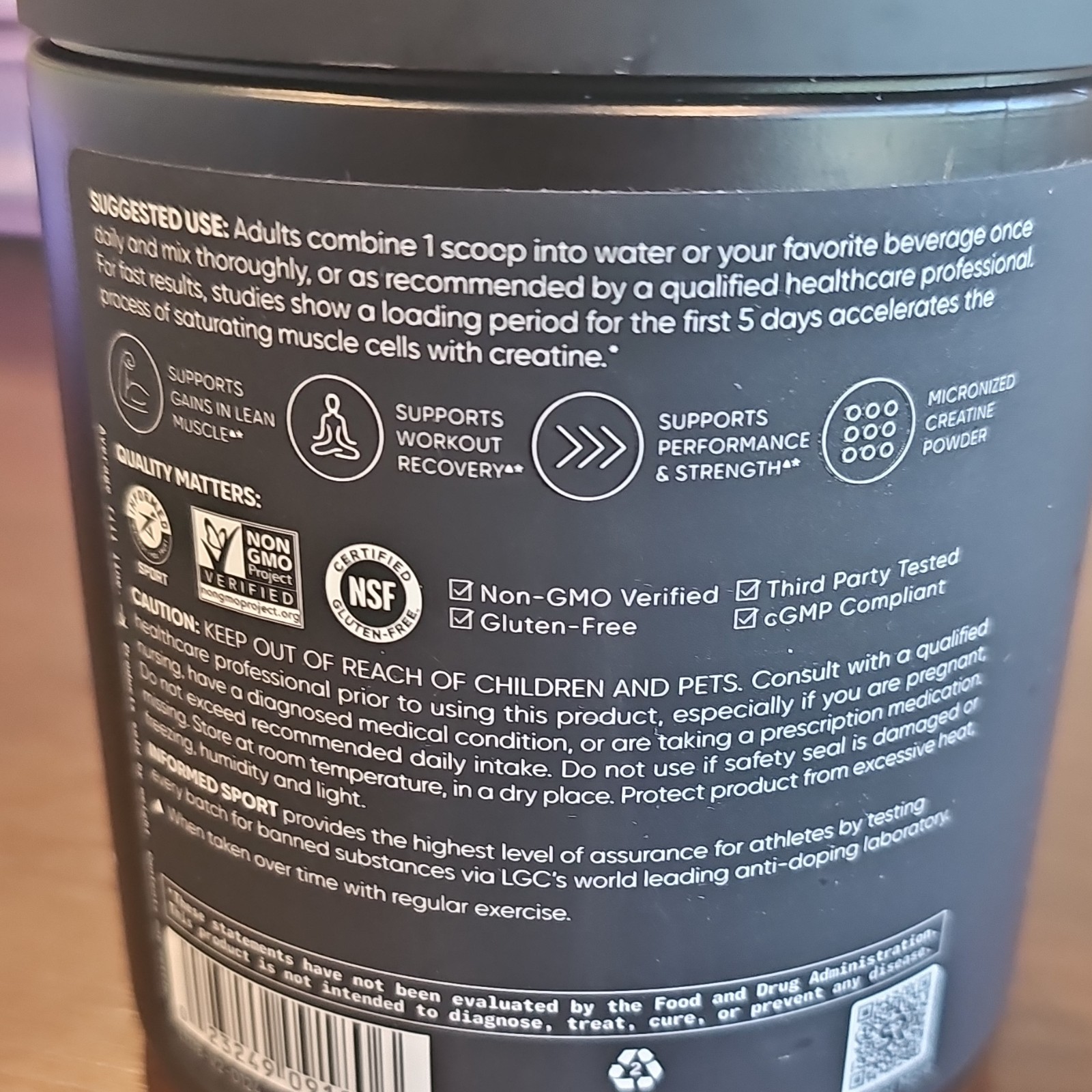 Sports Research Micronized Creatine Monohydrate Powder Unflavored 300g Non-GMO