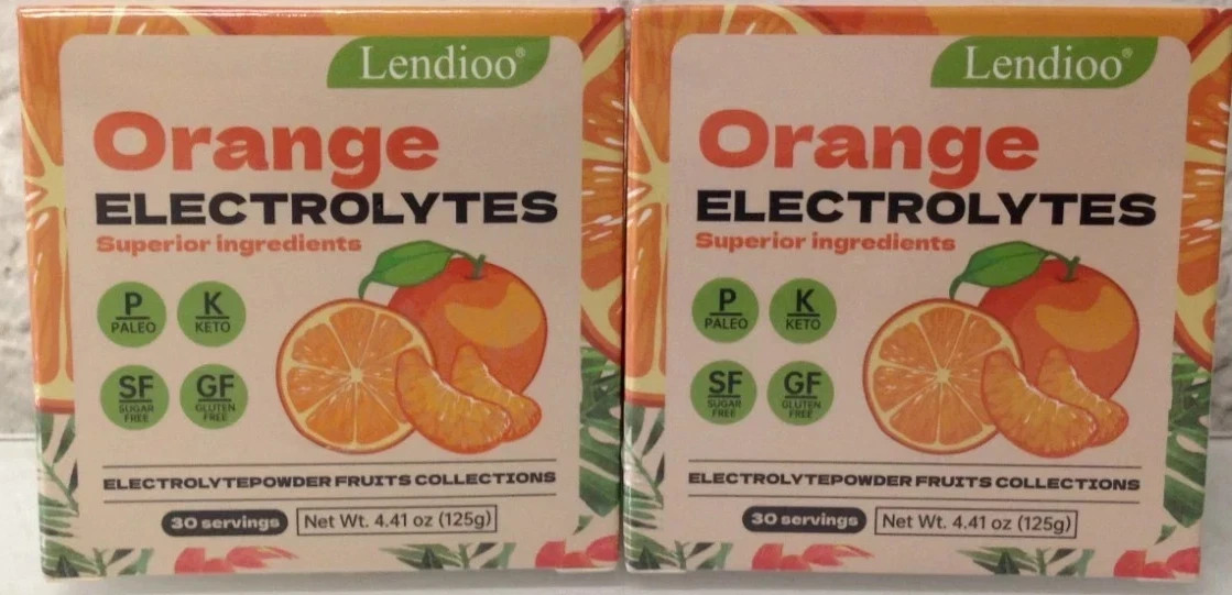 Orange Flavour Electrolytes Powder 4.41 oz Sugar-Free Gluten-Free – 2 Pack