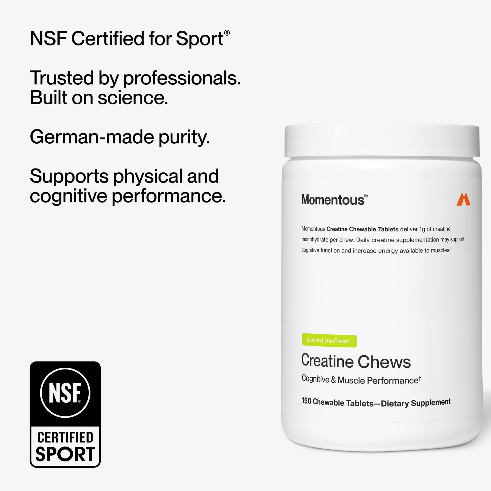 Momentous Creatine Chews Creatine Monohydrate Supports Strength, Lean Muscl…