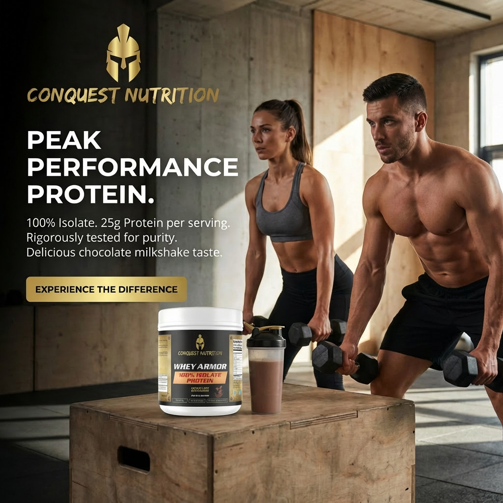 Conquest Whey Armor 100% Whey Isolate Chocolate 1lb Protein Powder Recovery