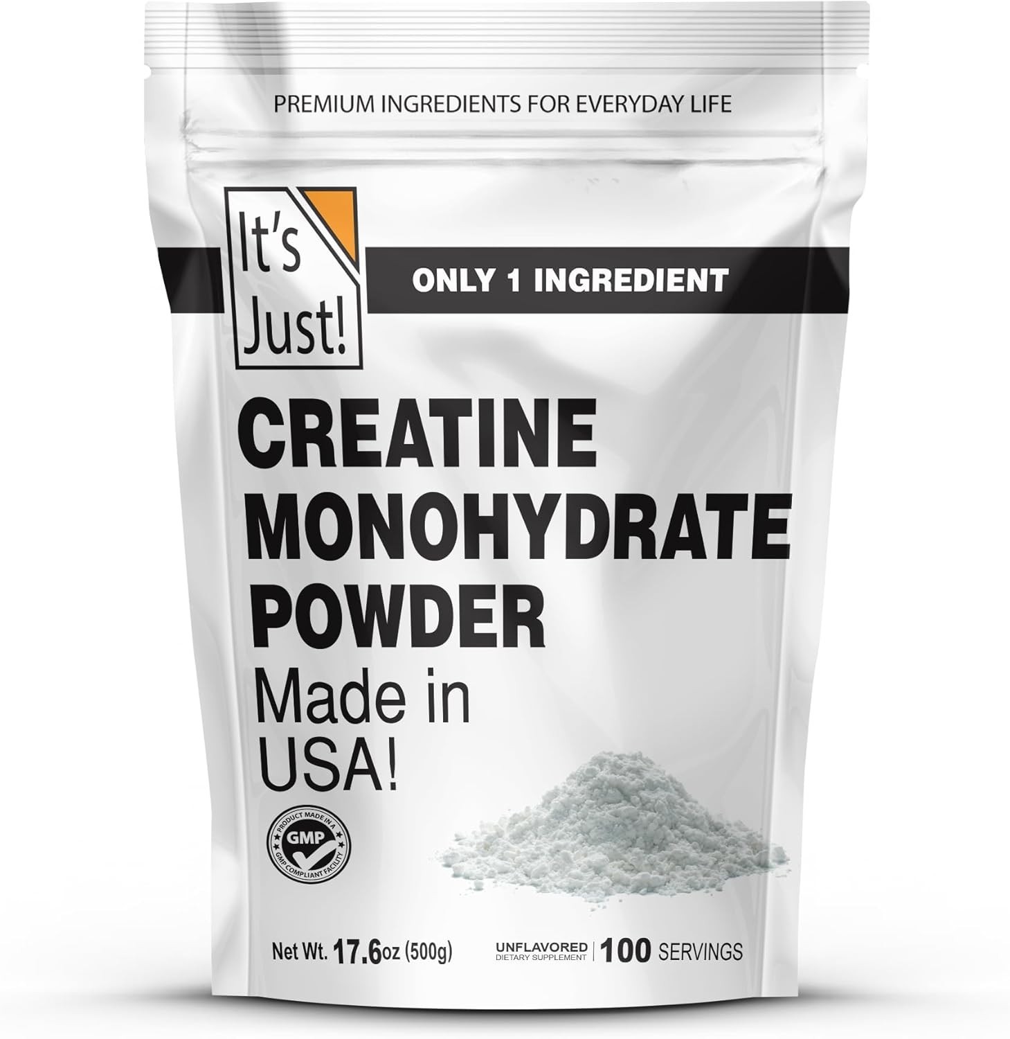 Pure Creatine Monohydrate Powder, 500g Unflavored, 5g Per Serving, Lab Tested
