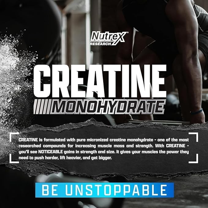 Nutrex Research Creatine Monohydrate Powder Unflavored Micronized Creatine