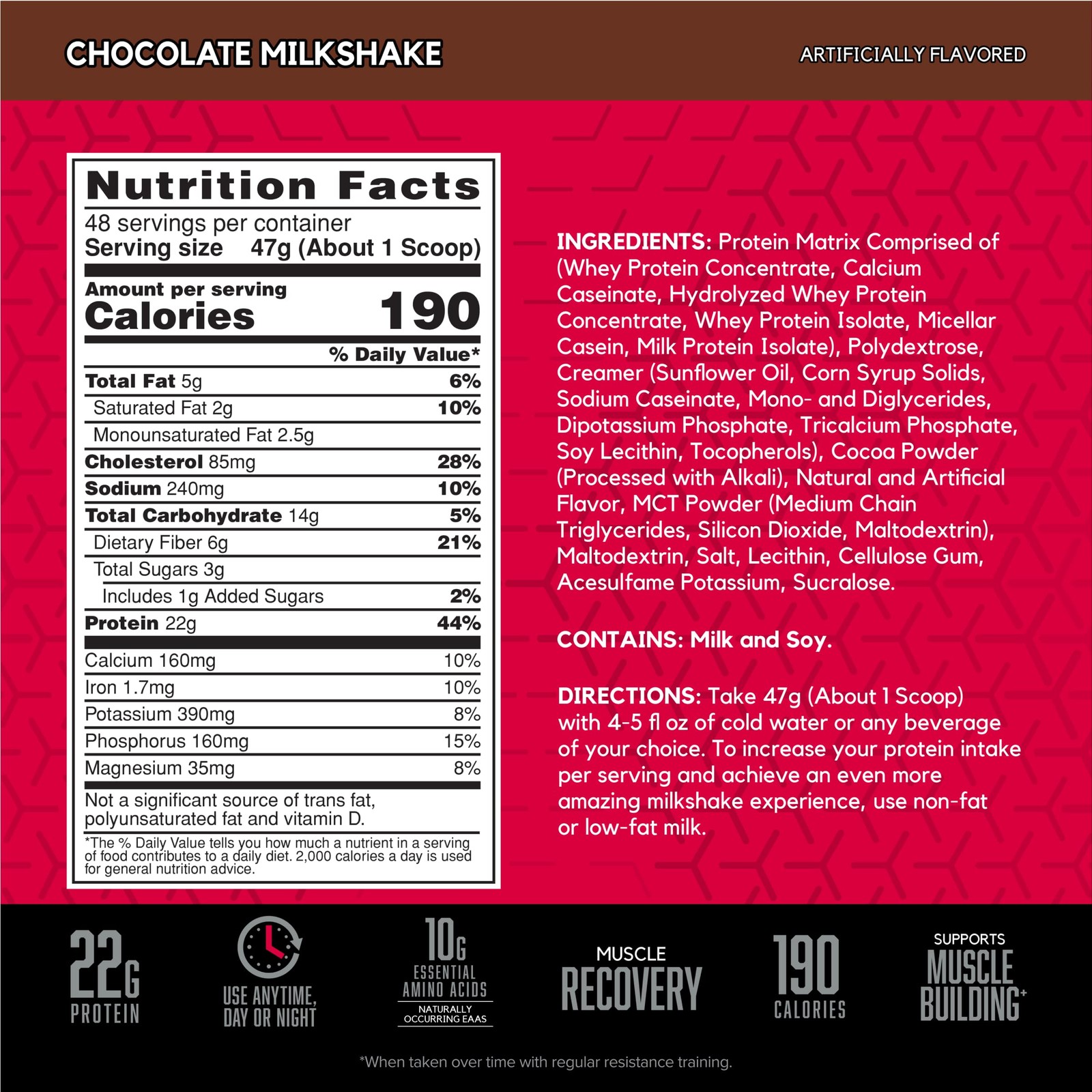 Protein Powder Whey Casein Milk Isolate Chocolate Milkshake 48 Servings BSN
