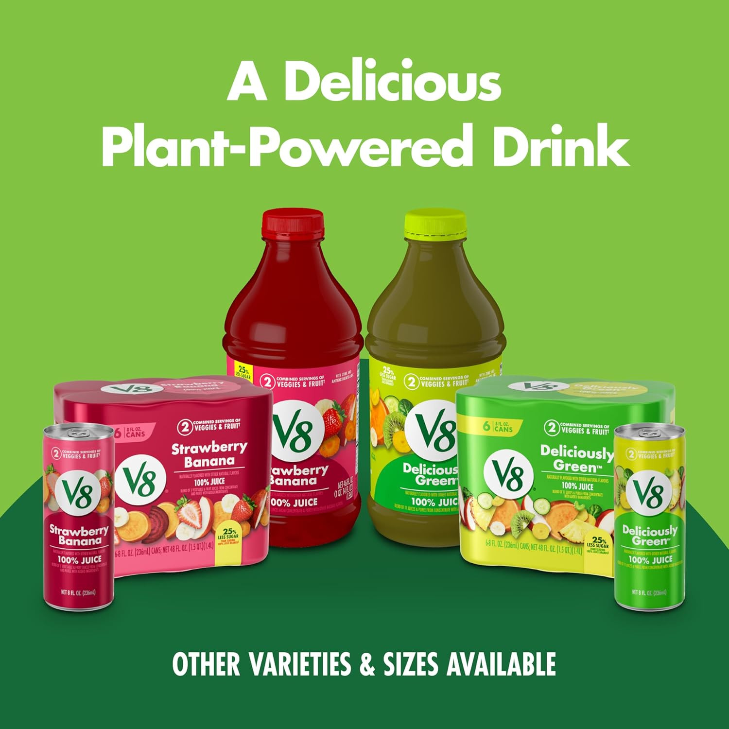 Strawberry Banana 100% Fruit and Vegetable Juice, 8 fl oz Can (6 Pack) (Case of