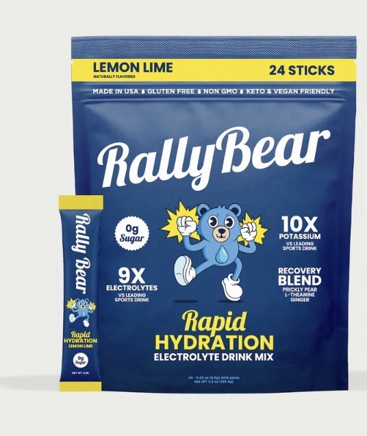 Rally Bear Rapid Hydration Electrolyte Drink Mix High Salt | Lemon Lime, 24+