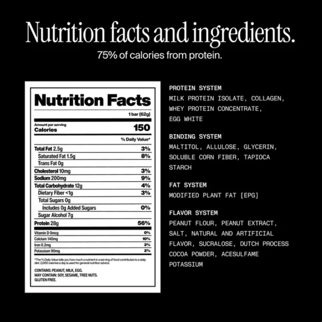 David Gold Salted Peanut Butter Protein Bar 28g Protein 150 Cal 0g Sugar
