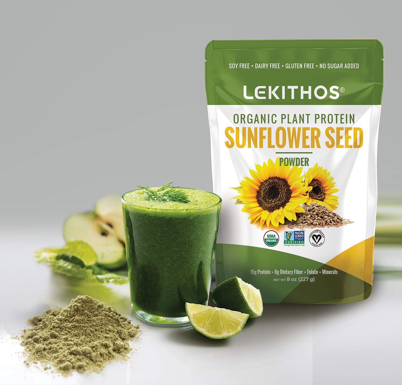 Lekithos Organic Sunflower Seed Protein Powder 15G Protein Per Serving High In