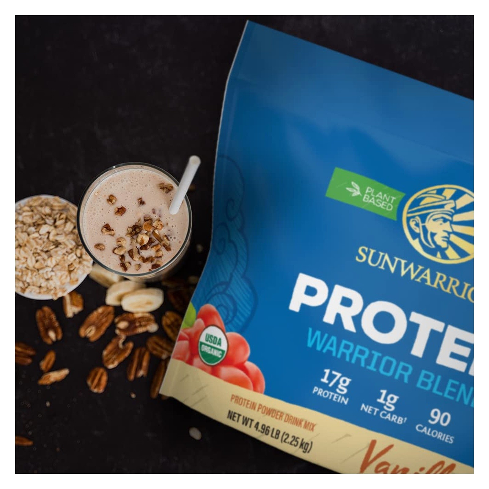 Sunwarrior Organic Vegan Protein Powder Vanilla w BCAA & Hemp Seed Blend 90 serv