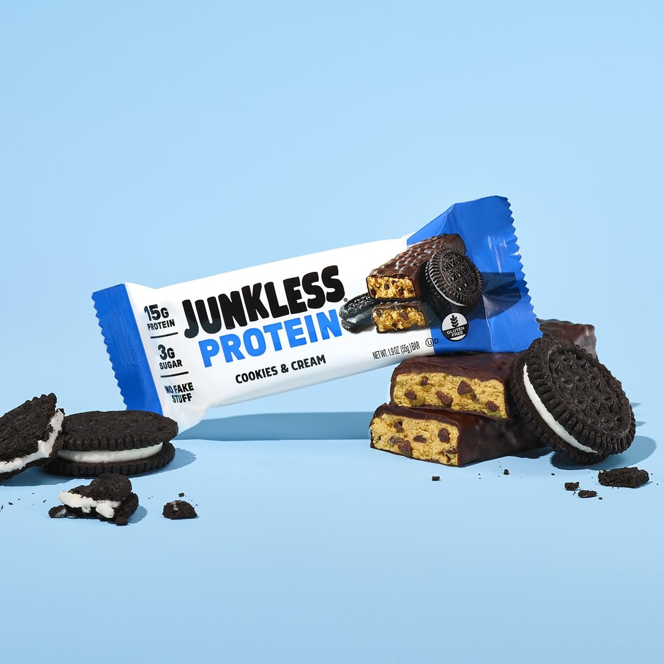 Junkless Cookies Cream Protein Bars 15G Protein No Added Sugar High Fiber