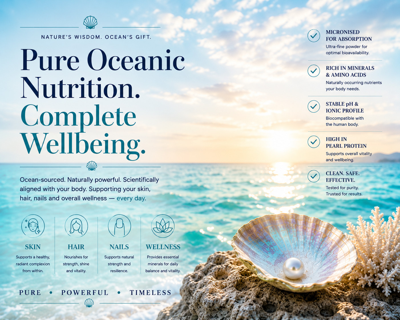 Seawater Pearl Powder 150g – Nano Micronised. Marine Beauty Supplement