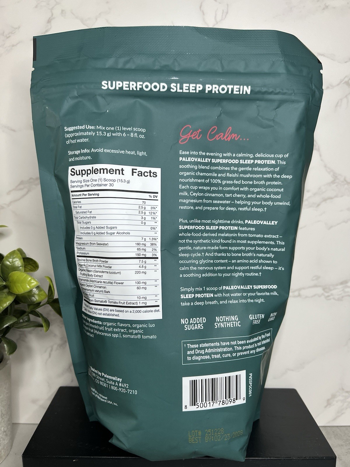 Paleovalley Superfood Sleep Protein Strawberries & Cream 1lb Exp 02/2028