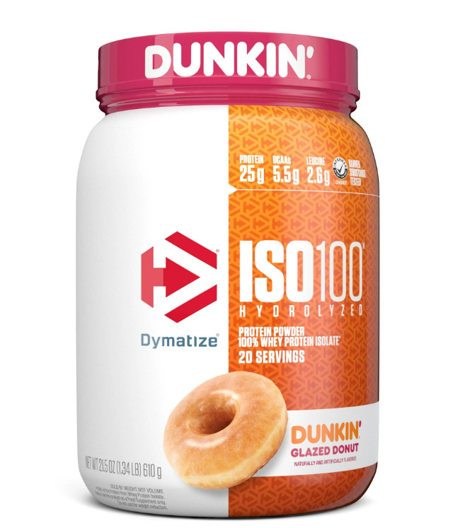 Dymatize ISO100 Hydrolyzed Whey Isolate Dunkin’ Glazed Donut 20 Servings
