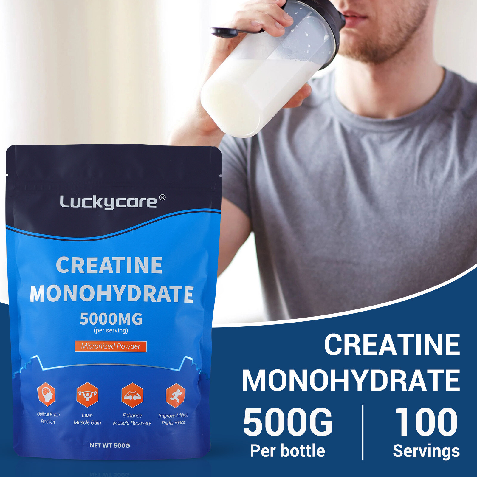 500g Micronized Creatine Monohydrate Powder Unflavored Vegan Friendly 100Serving