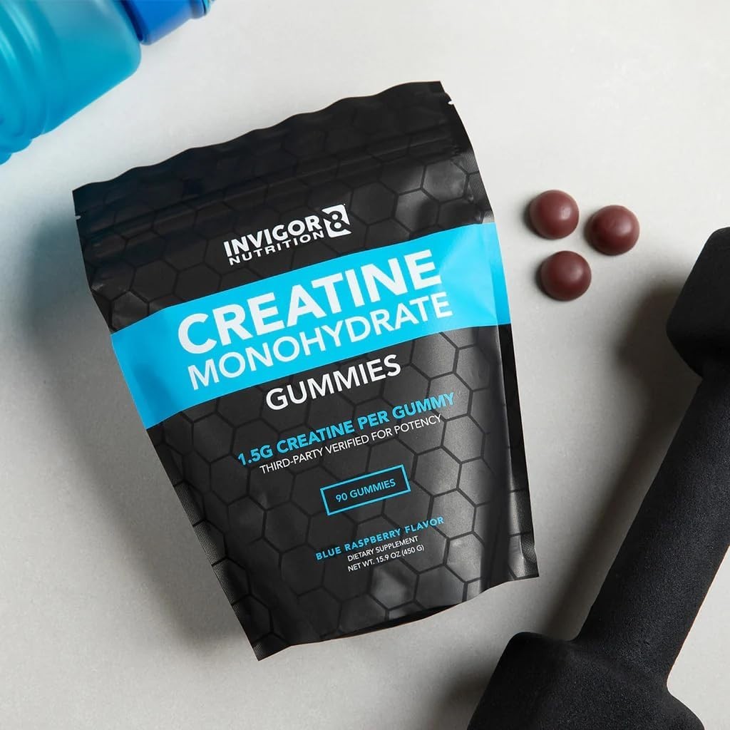 INVIGOR8 Creatine Gummies, Non GMO Creatine Monohydrate for Men and Best Creatin