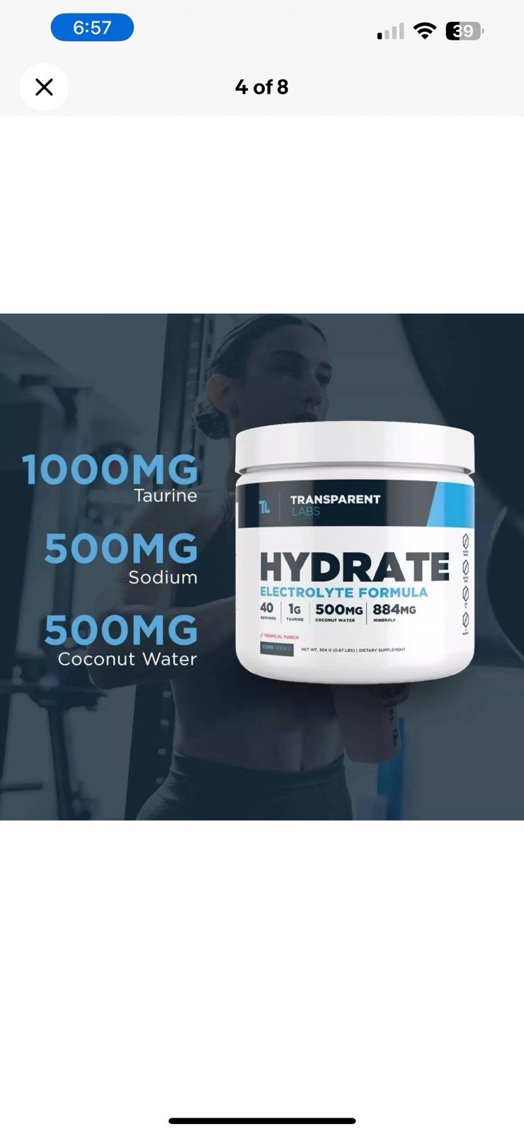 🍑🥭 Transparent Labs Hydrate Electrolyte Peach Mango 40 Servings Exp 11/26
