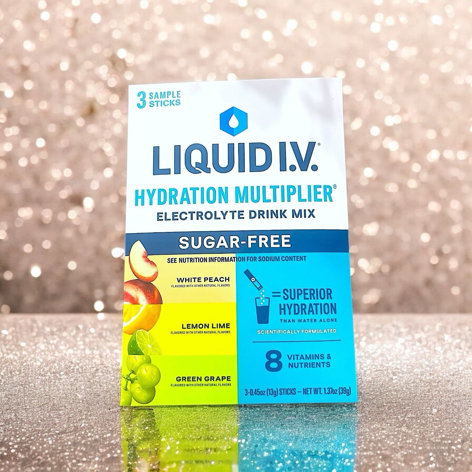 LIQUID IV Hydration Multiplier Sugar-Free 3 count sample pack 0.45 OZ EACH NIP