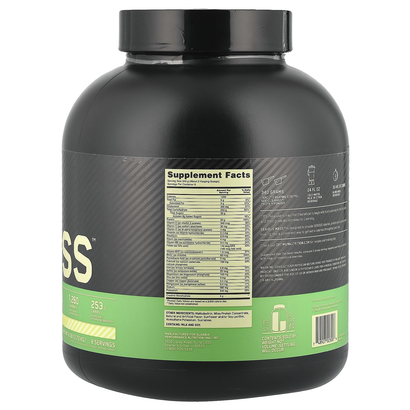 Serious Mass, Protein Powder Supplement, Vanilla, 6 lb (2.72 kg)