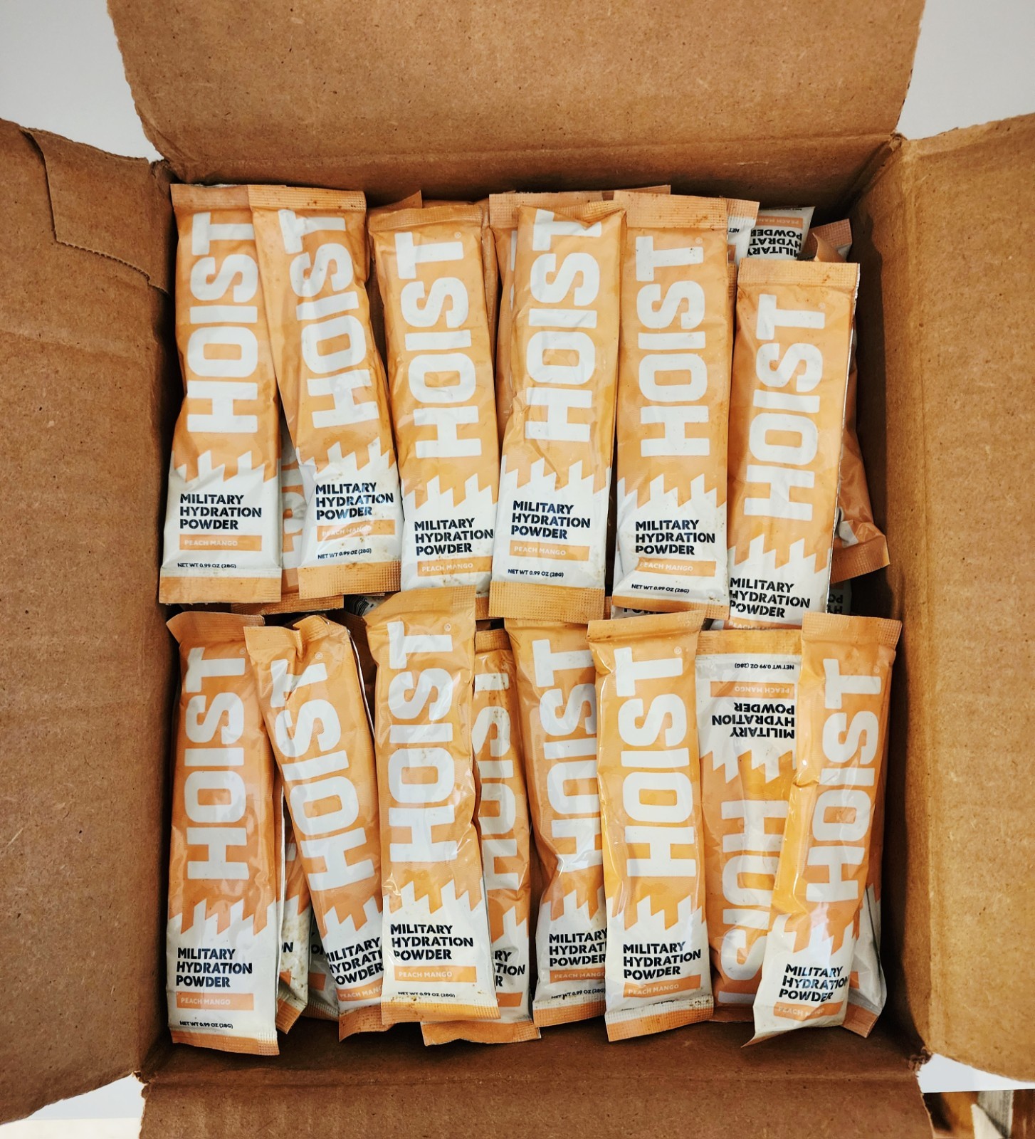 Hoist Military Hydration Electrolyte Powder Peach Mango 12, 24, 36 or 100 packs